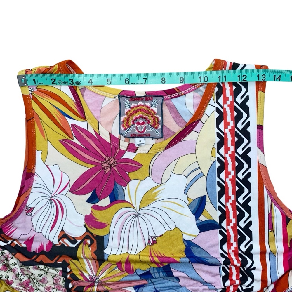 Johnny Was Rachel May Easy Fit Tank Dress XL Mixed Print Patchwork Midi Length - Picture 12 of 16